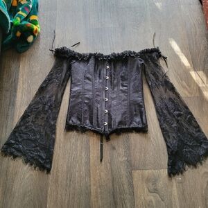 Witchy Corset Top with Bell Sleeves Whimsigoth size M